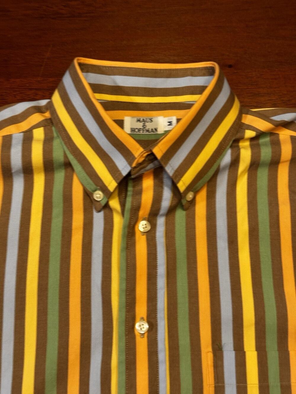 Medium Maus And Hoffman Long Sleeve Button Down Collar Bold Wide Stripe Shirt